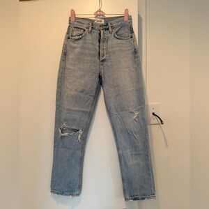 AGOLDE | Riley High Rise Straight Crop Jeans Distressed